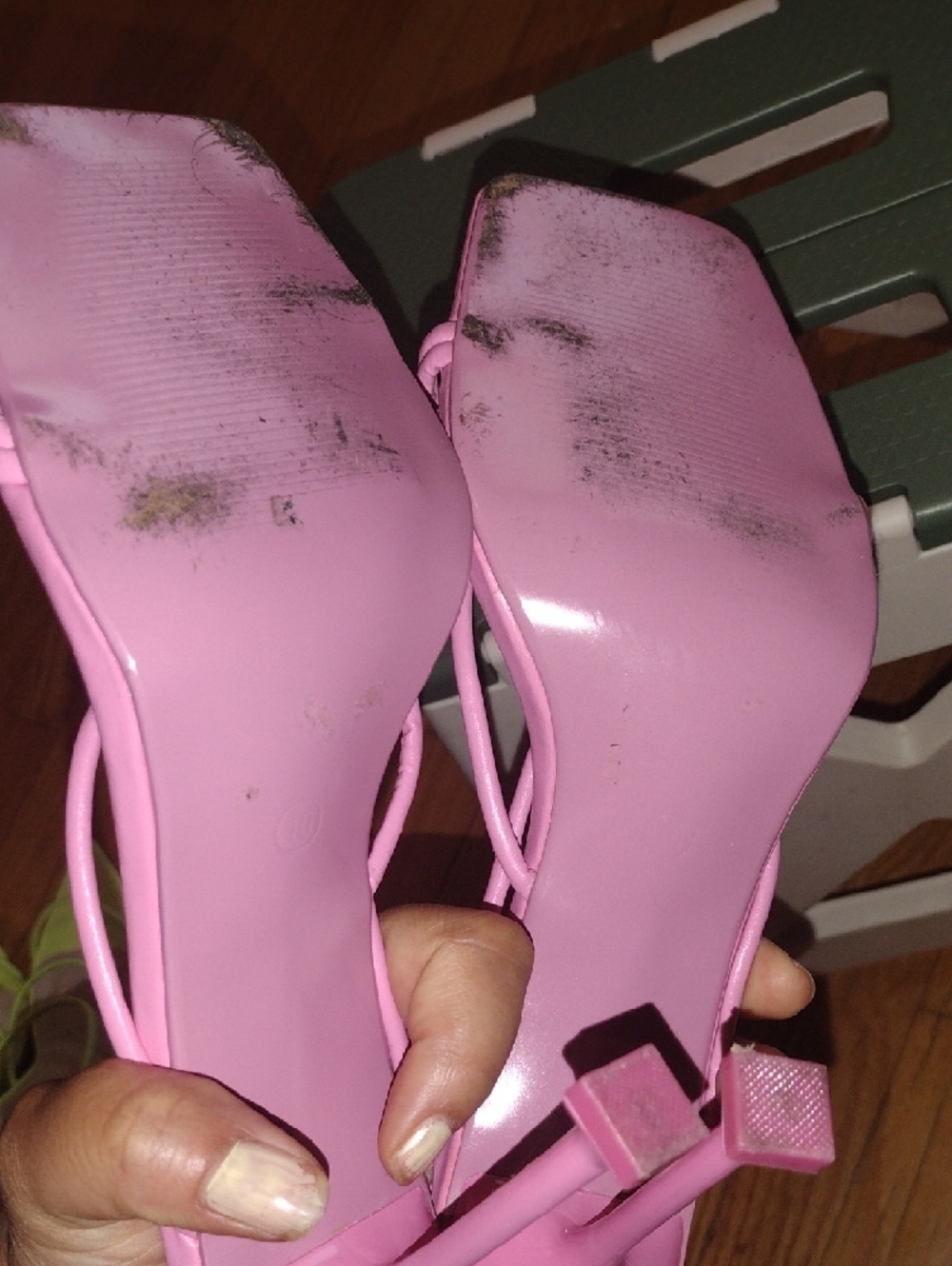 Fashion Nova Pink Strappy Square-Toe Heeled Sandals - Glossy Pink - Picture 3 of 3